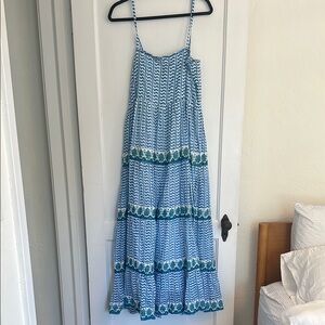 Oliphant Blue Tiered Maxi Sundress